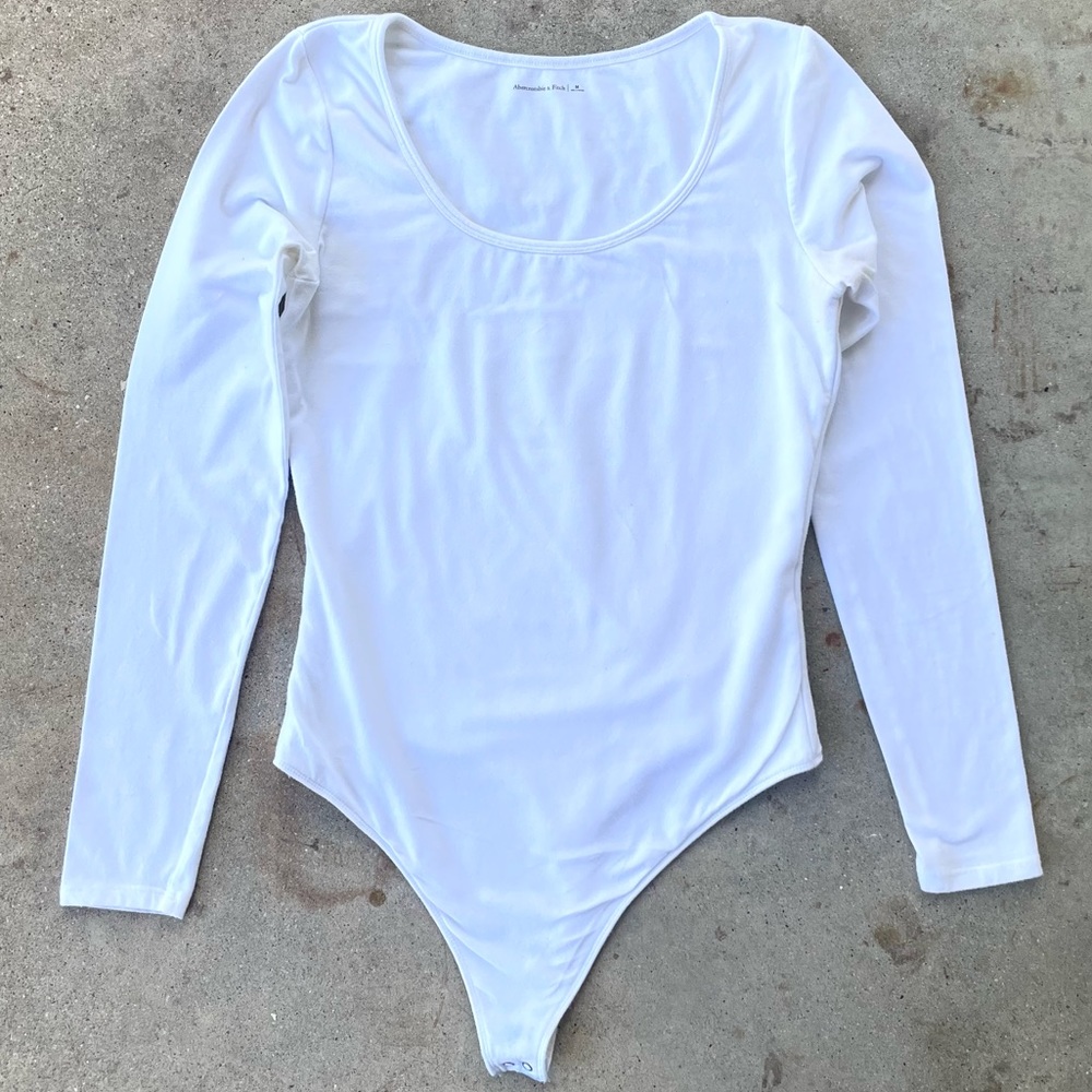 Abercrombie & Fitch Scoop Neck Cotton Seamless Fabric Crew Bodysuit - Picture 1 of 3